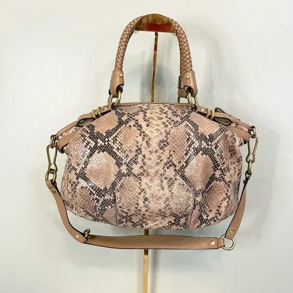 Coach Madison Tan Brown Leather Snakeskin Embossed Python Sophia Satchel Bag - Picture 2 of 9